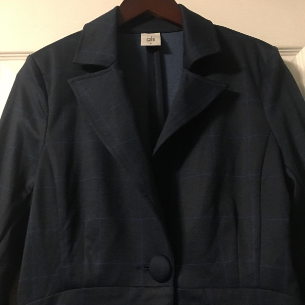Cabi Sunset Kiss Navy Blue Windowpane Check Blazer - Picture 8 of 13